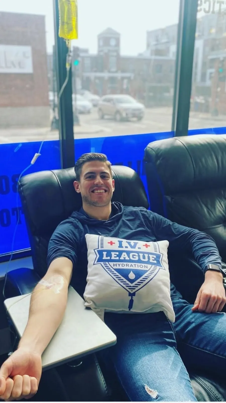 Interior of the IV League Hydration IV therapy clinic on A Street in South Boston